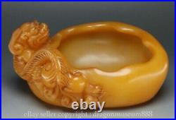 5.6 Old Chinese Tianhuang Shoushan Stone Dragon Beast Writing Brush Washer