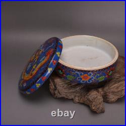 5.7 Collect Chinese Cloisonne Enamel Porcelain Animal Dragon Seal Mud Box