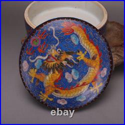 5.7 Collect Chinese Cloisonne Enamel Porcelain Animal Dragon Seal Mud Box