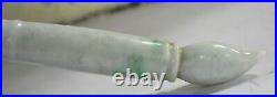 5.8 Chinese Marked Emerald Jadeite Carving Fengshui Dragon Heast Brush Statue