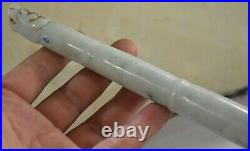 5.8 Chinese Marked Emerald Jadeite Carving Fengshui Dragon Heast Brush Statue