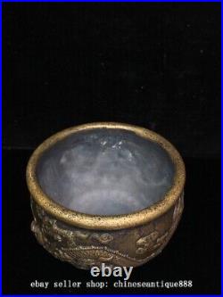 5.9'' Chinese Dynasty Bronze Feng Shui Dragon Pixiu Beast Incense Burner Censer