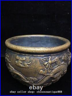 5.9'' Chinese Dynasty Bronze Feng Shui Dragon Pixiu Beast Incense Burner Censer