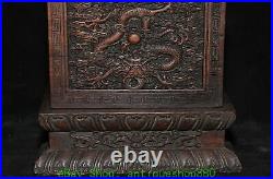 5.9'' Old Chinese Rosewood Carving Dragon Loong Beast Seal Stamp Signet Box
