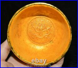 5 Antique Old Chinese Copper 24K Gold Gems Dynasty Palace Dragon Bowl