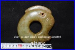 5'' China Hongshan Culture Old Jade Carve Yu Pig Dragon Hook Gou Amulet Pendant 5'' China Hongshan Culture Old Jade Carve Yu Pig Dragon Hook Gou Amulet Pendant