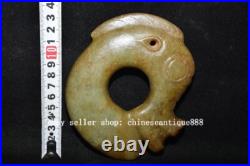 5'' China Hongshan Culture Old Jade Carve Yu Pig Dragon Hook Gou Amulet Pendant 5'' China Hongshan Culture Old Jade Carve Yu Pig Dragon Hook Gou Amulet Pendant