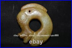 5'' China Hongshan Culture Old Jade Carve Yu Pig Dragon Hook Gou Amulet Pendant 5'' China Hongshan Culture Old Jade Carve Yu Pig Dragon Hook Gou Amulet Pendant