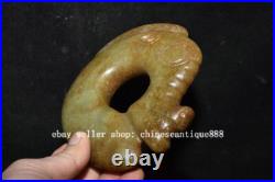 5'' China Hongshan Culture Old Jade Carve Yu Pig Dragon Hook Gou Amulet Pendant 5'' China Hongshan Culture Old Jade Carve Yu Pig Dragon Hook Gou Amulet Pendant