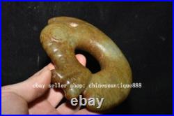 5'' China Hongshan Culture Old Jade Carve Yu Pig Dragon Hook Gou Amulet Pendant 5'' China Hongshan Culture Old Jade Carve Yu Pig Dragon Hook Gou Amulet Pendant