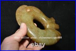 5'' China Hongshan Culture Old Jade Carve Yu Pig Dragon Hook Gou Amulet Pendant 5'' China Hongshan Culture Old Jade Carve Yu Pig Dragon Hook Gou Amulet Pendant
