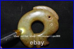 5'' China Hongshan Culture Old Jade Carve Yu Pig Dragon Hook Gou Amulet Pendant 5'' China Hongshan Culture Old Jade Carve Yu Pig Dragon Hook Gou Amulet Pendant