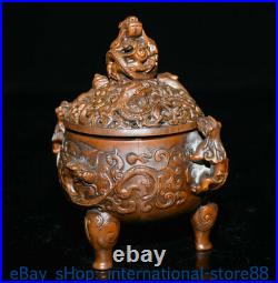 6" China Dynasty Palace Silver Pixiu Beast Fengshui Incense Burner Censer Statue 