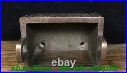 5 Old Chinese Dynasty Bronze Dragon Beast Head Ding Incense Burner Censer