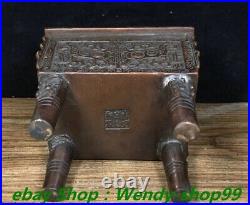 5 Old Chinese Dynasty Bronze Dragon Beast Head Ding Incense Burner Censer