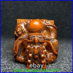 5 Old Chinese Dynasty Shoushan Stone Dragon Play Beads Word Seal Signet Stamp