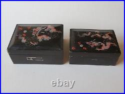 5 Old Chinese Graduating Lacquer Dragon Boxes K. K. C. K. Foochow Early 20th C
