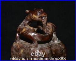 5 Old Chinese Hetian Jade Carving Dynasty Palace Dragon Beast Seal Signet