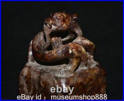 5 Old Chinese Hetian Jade Carving Dynasty Palace Dragon Beast Seal Signet