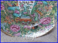 5 RARE ANTIQUE Chinese Export Famille Rose Plates Urn Vase Dragon Butterfly 8.5