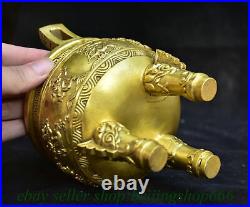 6.2 Chinese Pure Brass Fengshui 9 Nine Dragon incense burner Censer Ding Statue