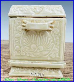 6.2Old China Ding Kiln Porcelain Fengshui Dragon Beast Head Storage Box Case