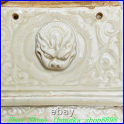 6.2Old China Ding Kiln Porcelain Fengshui Dragon Beast Head Storage Box Case