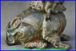 6.2Old China Spring Autumn Period Bronze Dragon Beast Incense Burner Censer