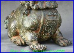 6.2Old China Spring Autumn Period Bronze Dragon Beast Incense Burner Censer