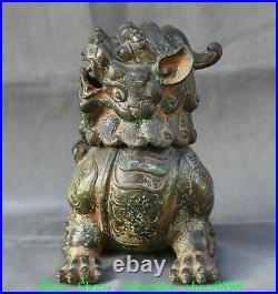 6.2Old China Spring Autumn Period Bronze Dragon Beast Incense Burner Censer