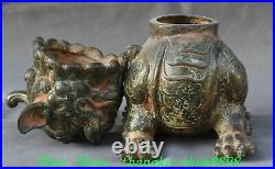 6.2Old China Spring Autumn Period Bronze Dragon Beast Incense Burner Censer