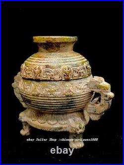 6.3 Old Chinese Natural Xiu Jade Carve Dragon Beast Head Incense Burner Censer