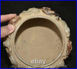 6.4 Marked Chinese Old White Jade Carving Dragon pixiu beast jar pot