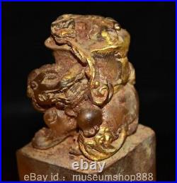 6.4 Old Chinese Crystal Carving Dynasty Palace Dragon Beast Bead Seal Signet 6.4 Old Chinese Crystal Carving Dynasty Palace Dragon Beast Bead Seal Signet