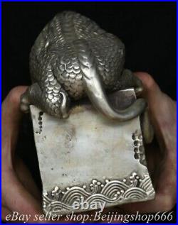 6.6 Qing Qianlong Chinese Silver Dynasty Dragon Beast seal signet Statue