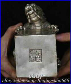 6.6 Qing Qianlong Chinese Silver Dynasty Dragon Beast seal signet Statue