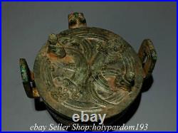 6.8 Ancient Chinese Bronze Ware Shang Dynasty 3 Leg Dragon Beast incense burner