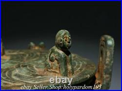 6.8 Ancient Chinese Bronze Ware Shang Dynasty 3 Leg Dragon Beast incense burner