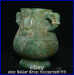 6.8 Ancient Chinese Green Jade Carving Dynasty Dragon Bottle Vase Jar Pot