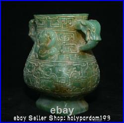 6.8 Ancient Chinese Green Jade Carving Dynasty Dragon Bottle Vase Jar Pot