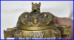 6.8 Old Chinese Copper Dynasty Palace Dragon Loong Beast Ear incense burner