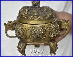 6.8 Old Chinese Copper Dynasty Palace Dragon Loong Beast Ear incense burner