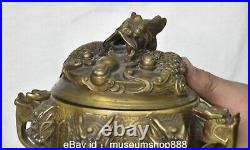 6.8 Old Chinese Copper Dynasty Palace Dragon Loong Beast Ear incense burner