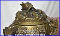 6.8 Old Chinese Copper Dynasty Palace Dragon Loong Beast Ear incense burner