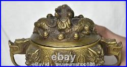 6.8 Old Chinese Copper Dynasty Palace Dragon Loong Beast Ear incense burner