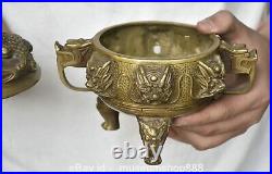 6.8 Old Chinese Copper Dynasty Palace Dragon Loong Beast Ear incense burner