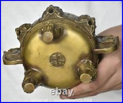 6.8 Old Chinese Copper Dynasty Palace Dragon Loong Beast Ear incense burner