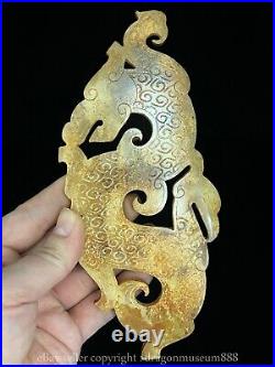 6.8 Old Chinese Hetian Jade Carving Fengshui Dragon Beast Yu Bi Statue Pendant