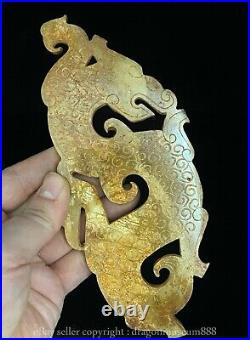 6.8 Old Chinese Hetian Jade Carving Fengshui Dragon Beast Yu Bi Statue Pendant