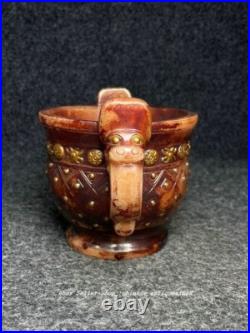 6 DaQing Qianlong Marked Old Jade Carved Dragon Beast Ear Incense Burner Censer 6 DaQing Qianlong Marked Old Jade Carved Dragon Beast Ear Incense Burner Censer